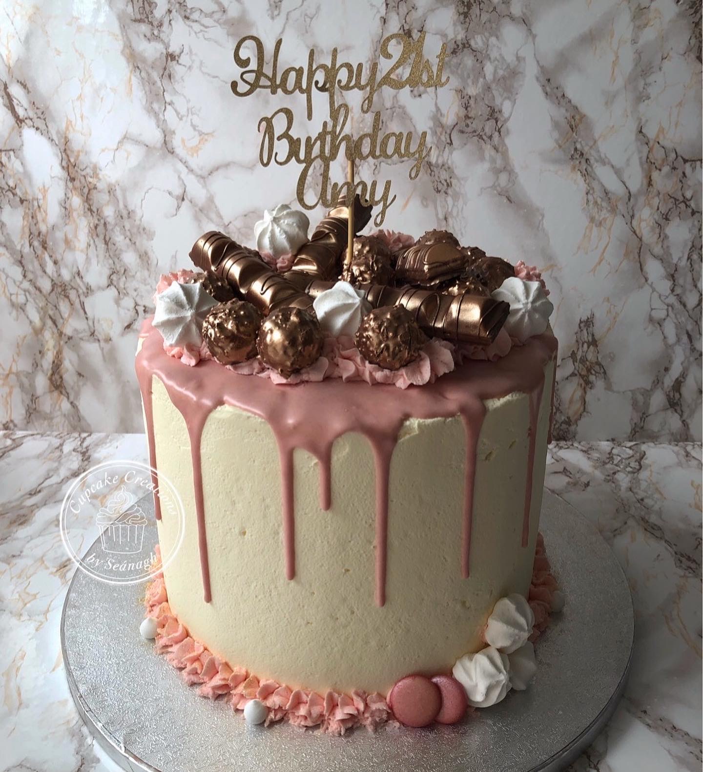 White and Gold Birthday Cake - B0248 – Circo's Pastry Shop